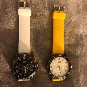 Time Watch His & Hers Sports Set White & Yellow